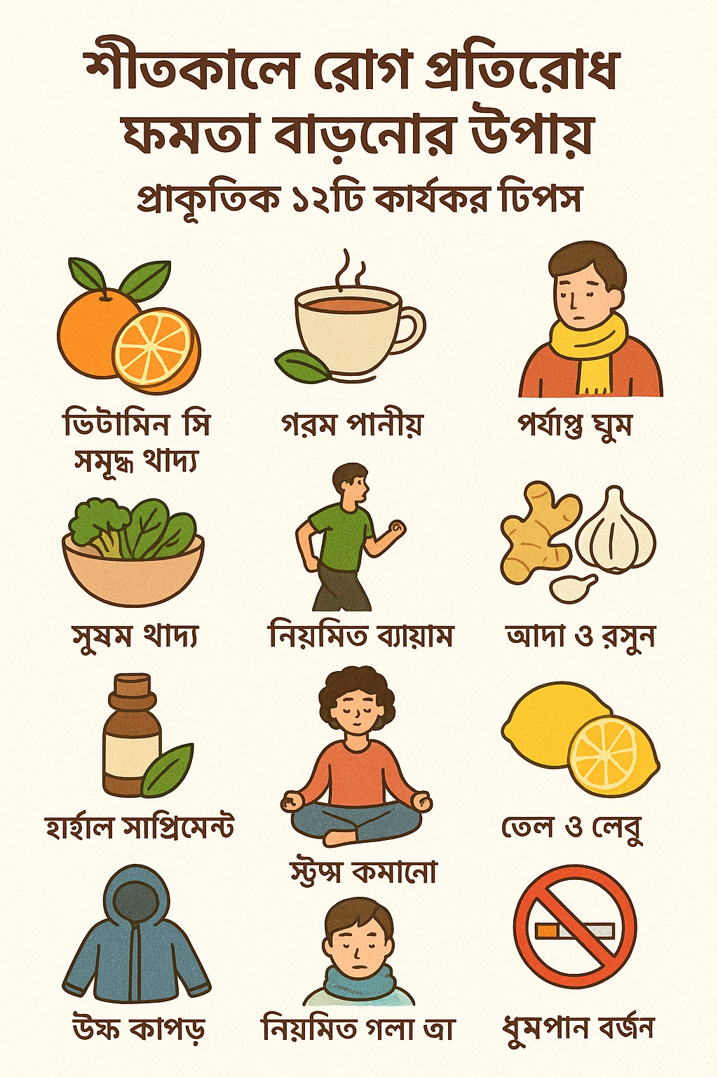 Read more about the article শীতকালে রোগ প্রতিরোধ ক্ষমতা বাড়ানোর উপায়: প্রাকৃতিক ১২টি কার্যকর টিপস