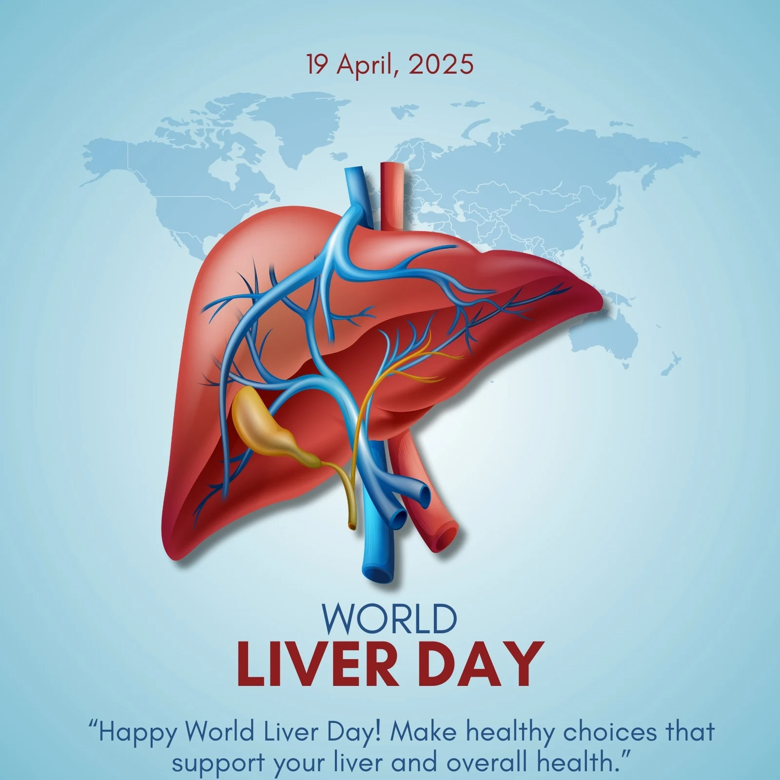 লিভার ক্যান্সারের লক্ষণ, কারণ ও প্রতিকার সম্পর্কিত সচেতনতা পোস্টার – World Liver Day 2025 উপলক্ষে মানব লিভারের গঠনচিত্র