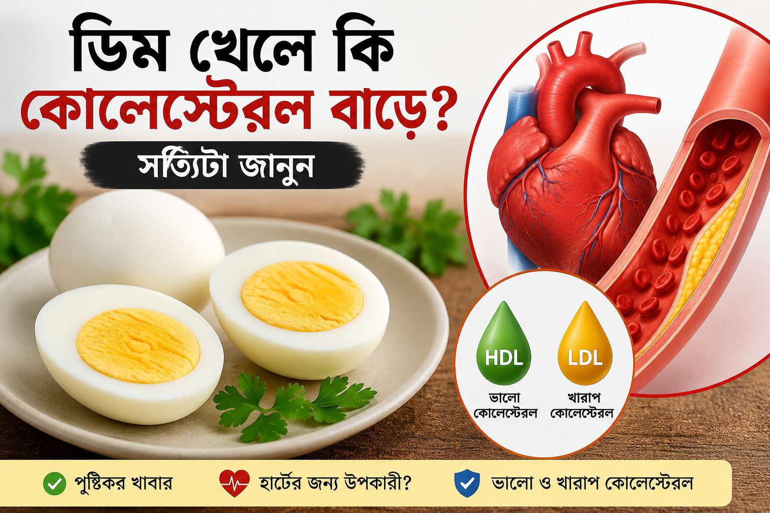 ডিম খেলে কি কোলেস্টেরল বাড়ে এবং হার্টের স্বাস্থ্যের উপর এর প্রভাব